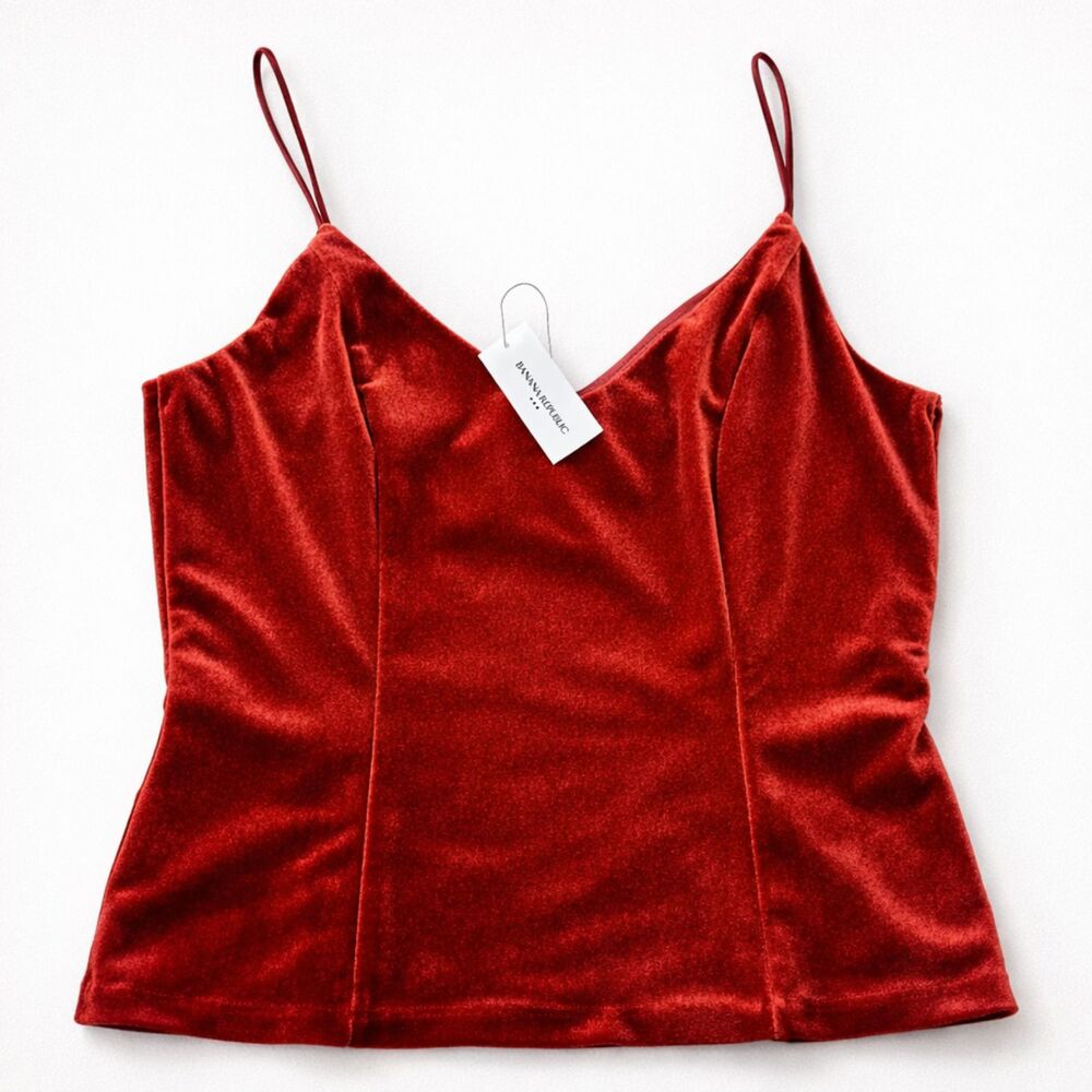 Banana Republic Velvet Cami Burgundy Spaghetti Strap Top Size S NWT